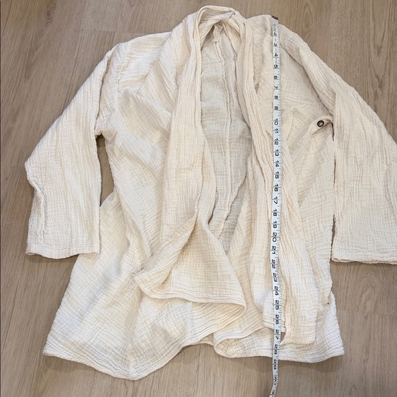 Cotton Flower S/M Lightweight Gauze Open Cardigan - Cream - Picture 3 of 6